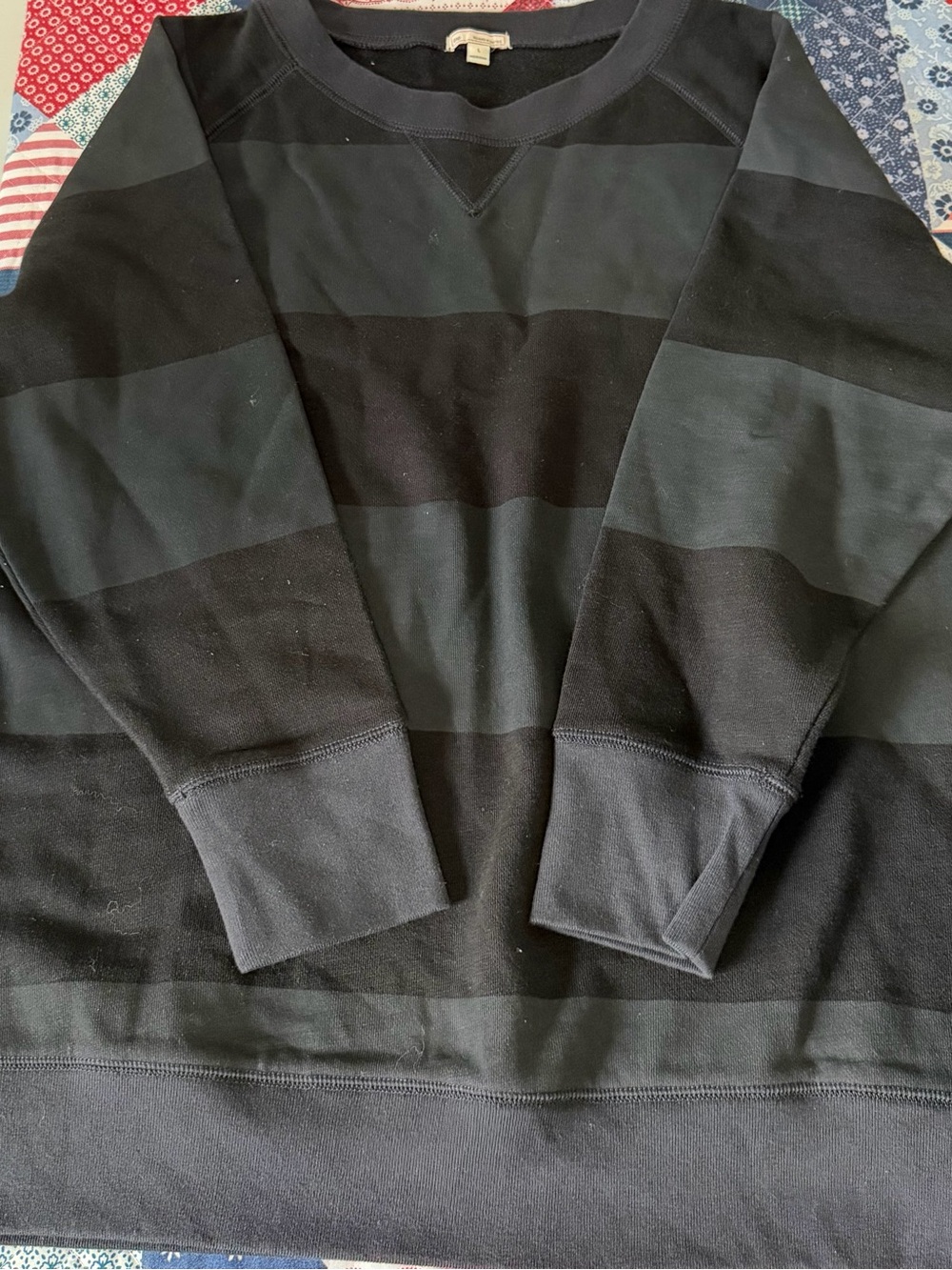 GAP Black and Charcoal Wide-Stripe Crewneck Sweater